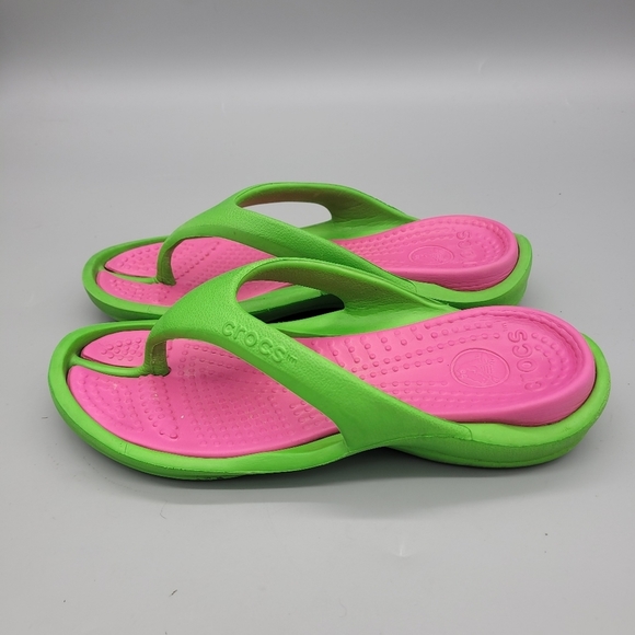 CROCS Shoes - Crocs Sandals Women 7 Shoes Green Pink